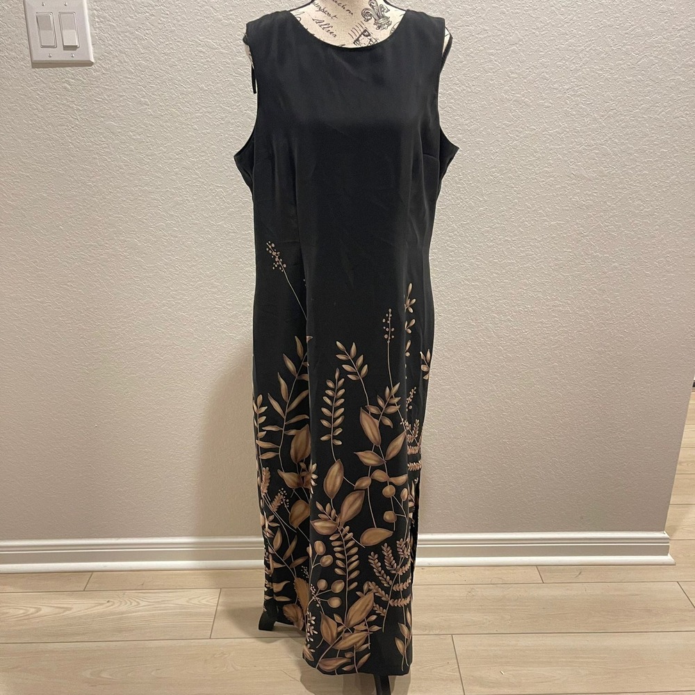 VTG Norton McNaughton Women's Sleeveless Maxi Black Floral 12 feminine boho